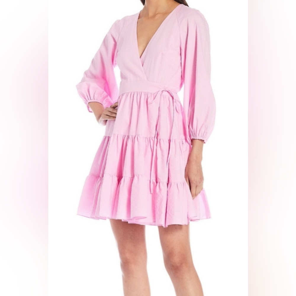 Ginni Bini Shelley V Neck Long Sleeve Size XS Color Pink Style Wrap